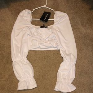 Cropped puff sleeve top